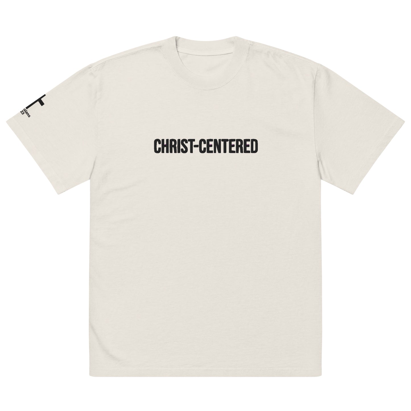 Oversized Heavy Christ-Centered Tee | Embroidered Christian T-Shirt with Cross & Colossians 3:23