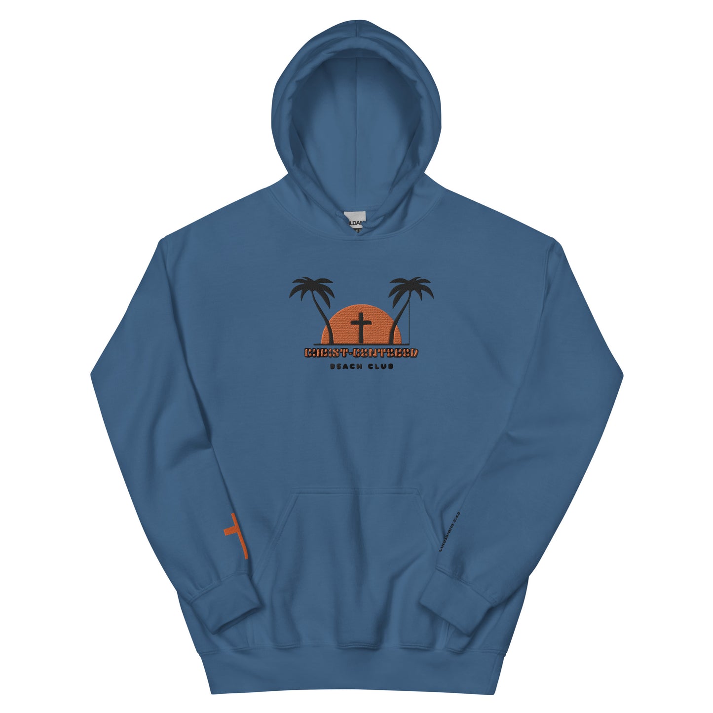 Christ-Centered Beach Club Hoodie | Christian Faith Embroidered Hoodie with Cross & Palm Trees