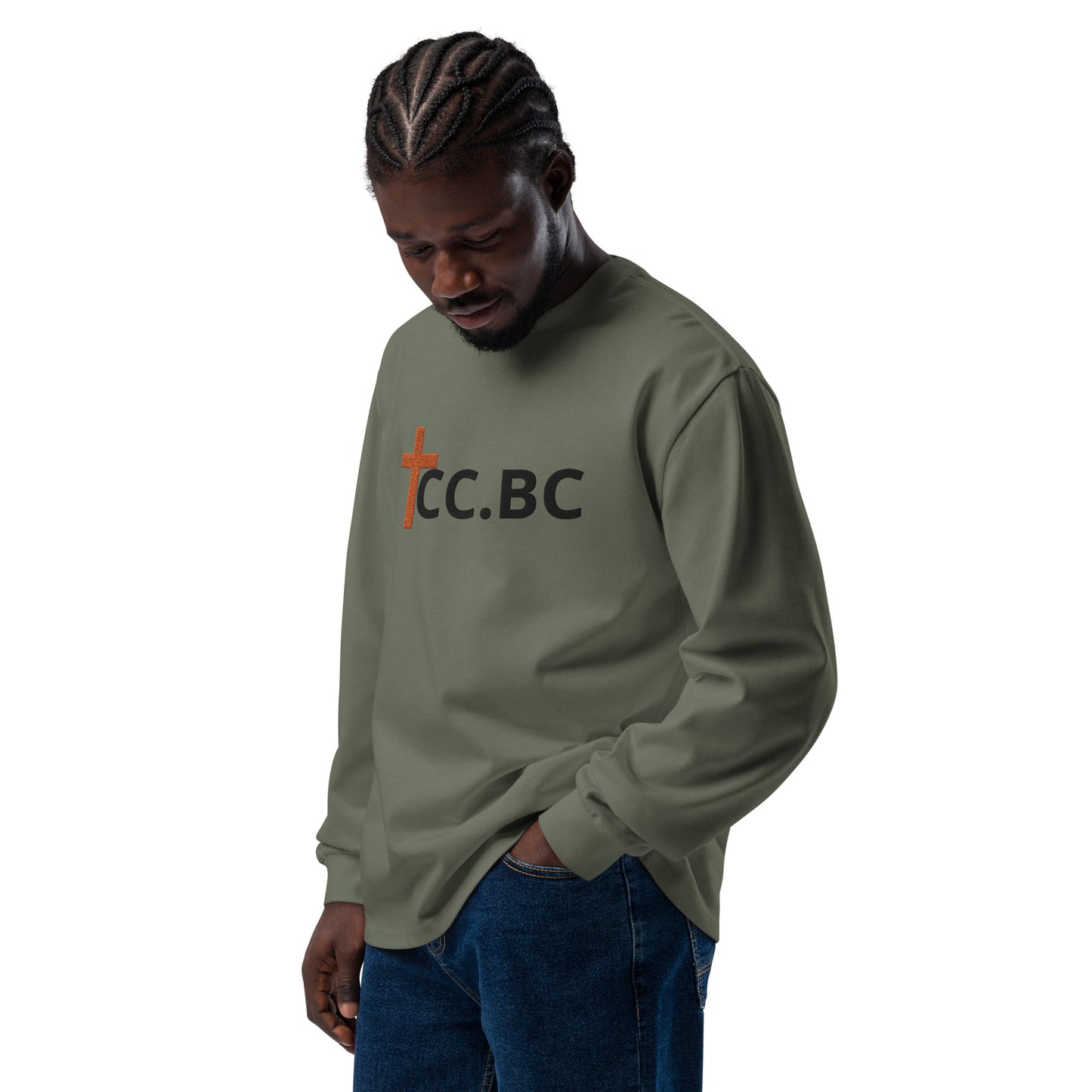 C.C.BC Embroidered Sweatshirt | Sun & Cross Beach Design | Christian Apparel